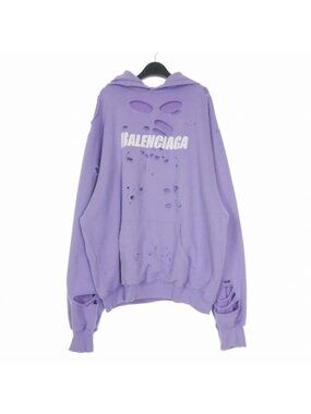 Balenciaga Destroyed Hoodie Pullover Long Sleeve S Purple